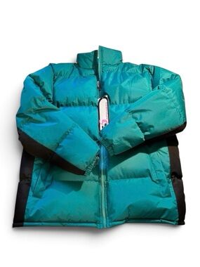 i5 Apparel Women's Puffer Coat Green Teal Black Size Large Insulated